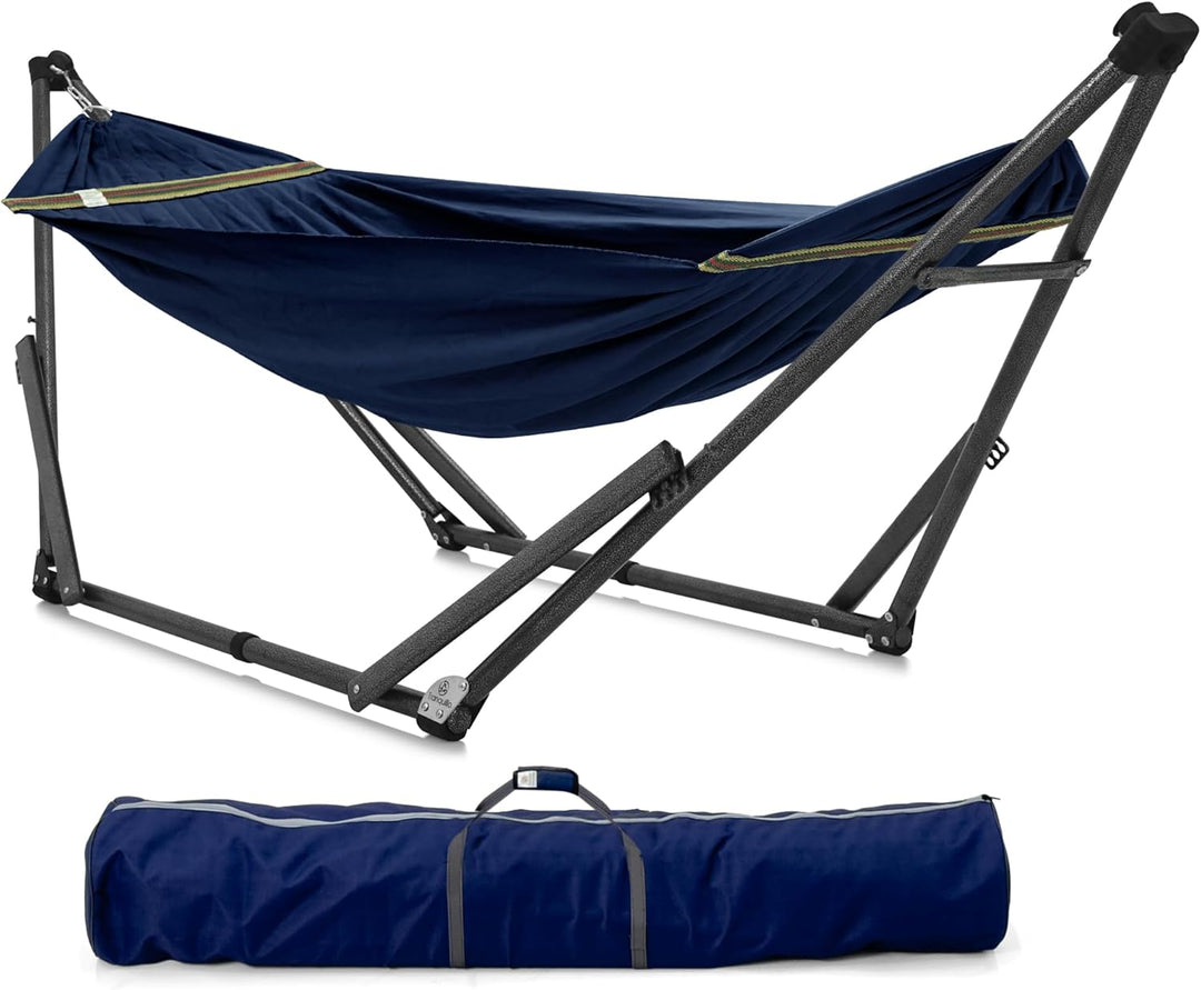 3-Year Warranty Hammock Stand, 30s Foldable Hammock with Stand, 220 kgs Capacity Camping Hammock Stand