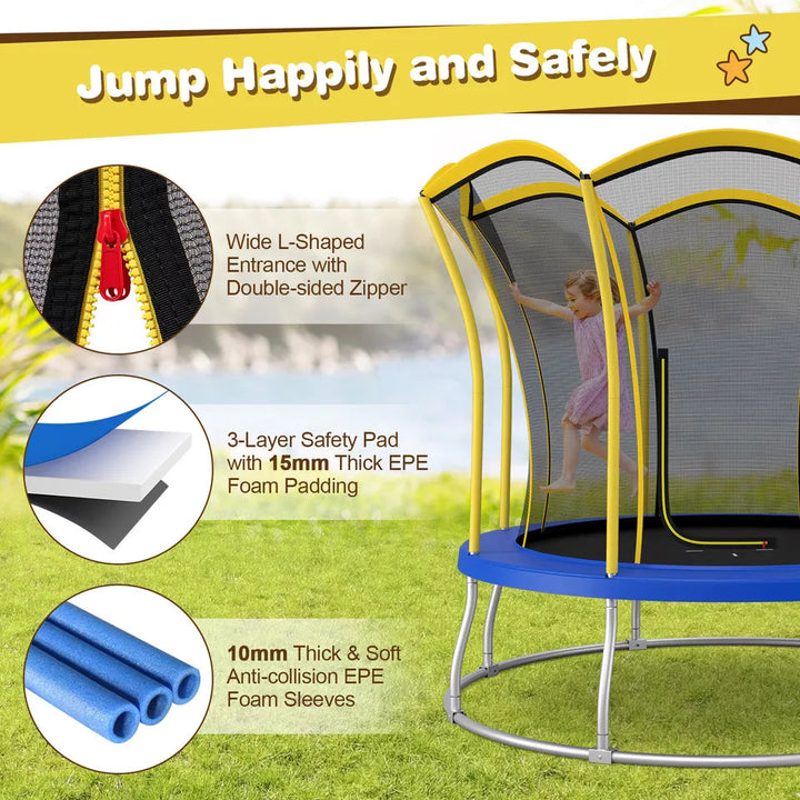 8 FT Flower Shaped Kids Mini Outdoor Trampoline