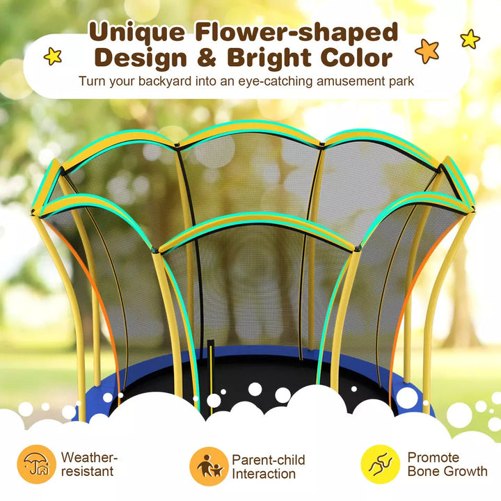 8 FT Flower Shaped Kids Mini Outdoor Trampoline