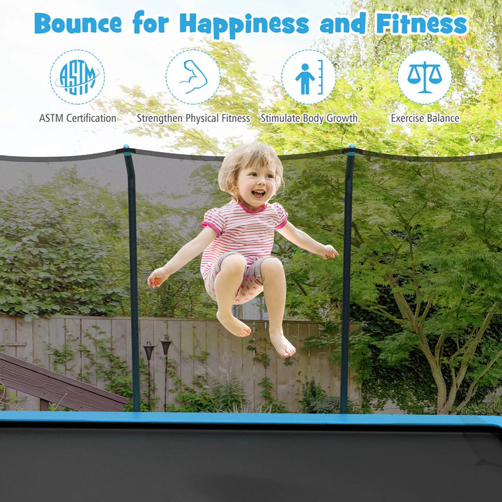 8 FT Rectangular Trampoline with Safety net and Ladder 200kg