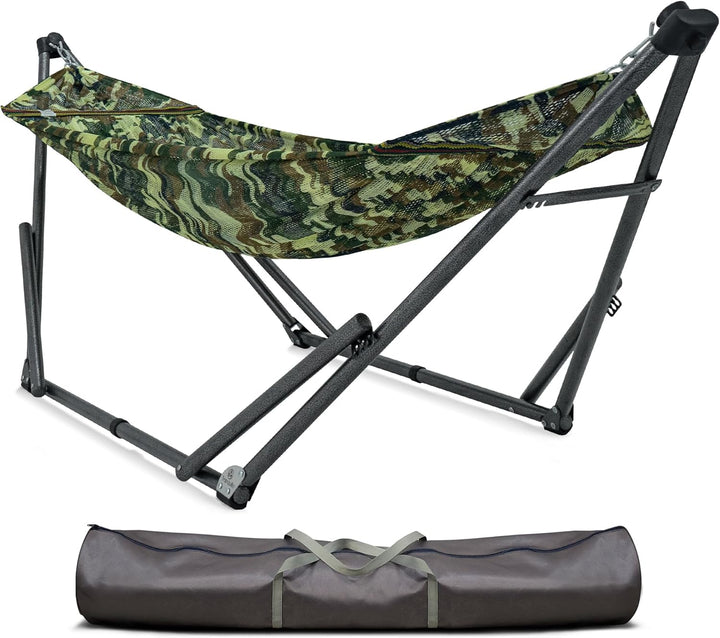 3-Year Warranty Hammock Stand, 30s Foldable Hammock with Stand, 220 kgs Capacity Camping Hammock Stand