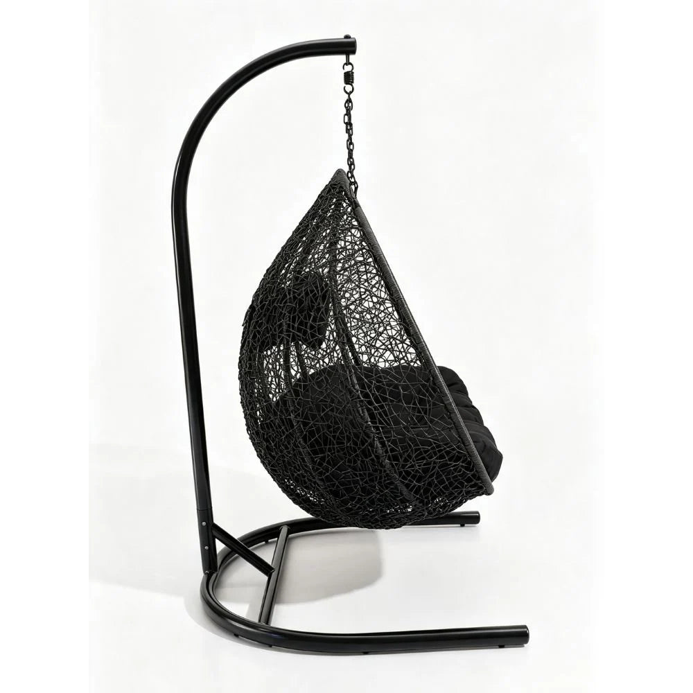 Duke Double Hanging Egg Chair in Black Stand