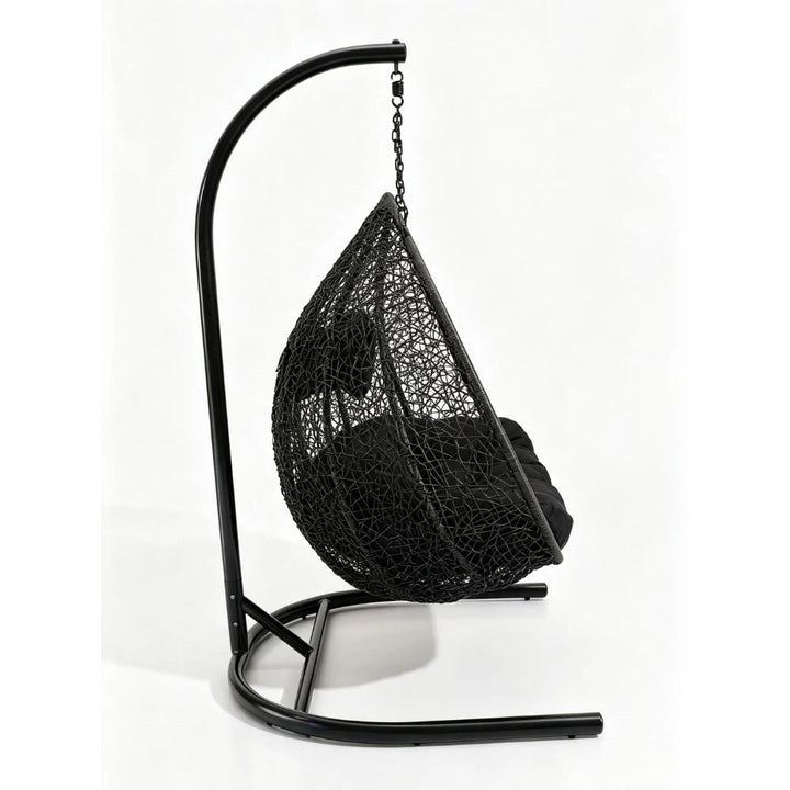 Duke Double Hanging Egg Chair in Black Stand