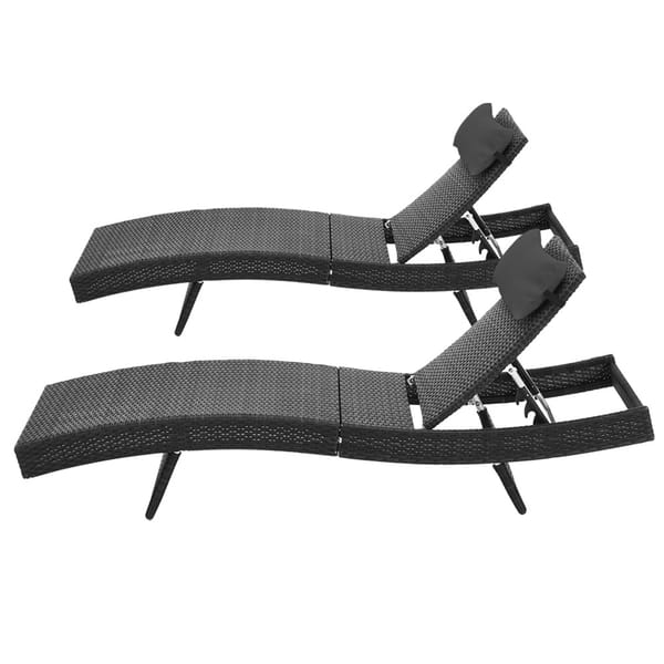 Day Bed Sun Lounge Set - Wicker &amp; Rattan Outdoor Furniture in Black