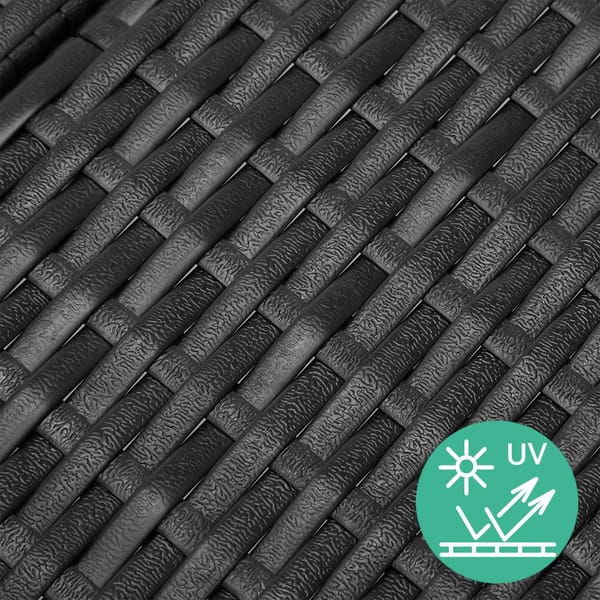 Day Bed Sun Lounge Set - Wicker &amp; Rattan Outdoor Furniture in Black