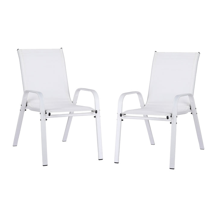 Gardeon 2PC Outdoor Dining Chairs Stackable Lounge Chair Patio Furniture White