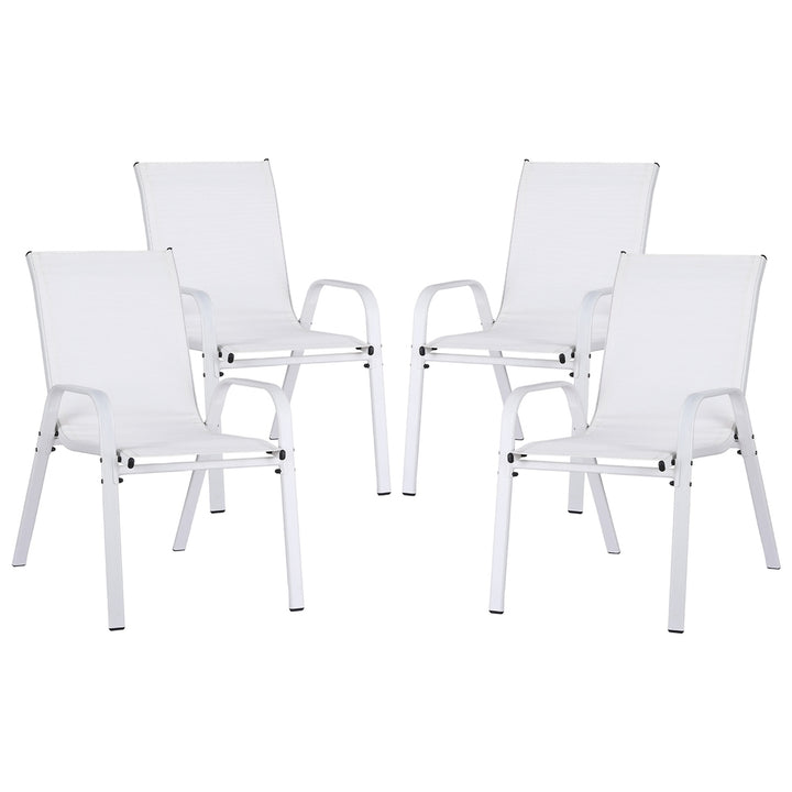 Gardeon 4PC Outdoor Dining Chairs Stackable Lounge Chair Patio Furniture White