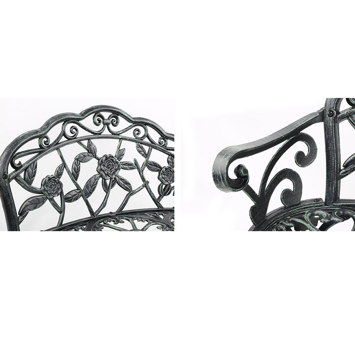 Gardeon Outdoor Garden Bench Seat 100cm Cast Aluminium Patio Chair Vintage Green