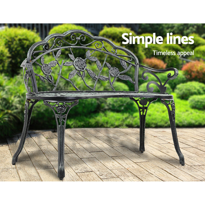 Gardeon Outdoor Garden Bench Seat 100cm Cast Aluminium Patio Chair Vintage Green
