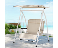 Beige Lounger 2 Seater Canopy Patio Furniture Chair