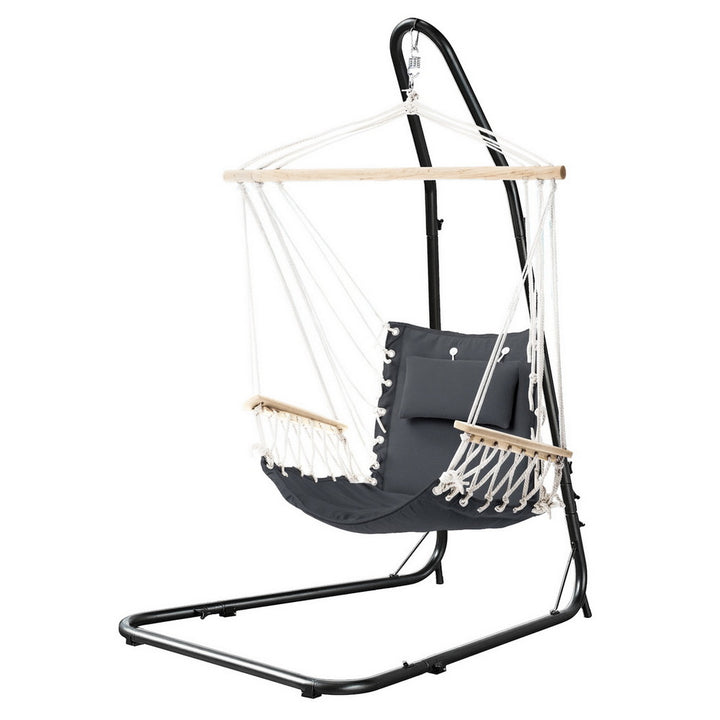 Black Padded Chair with Armrests and Stand