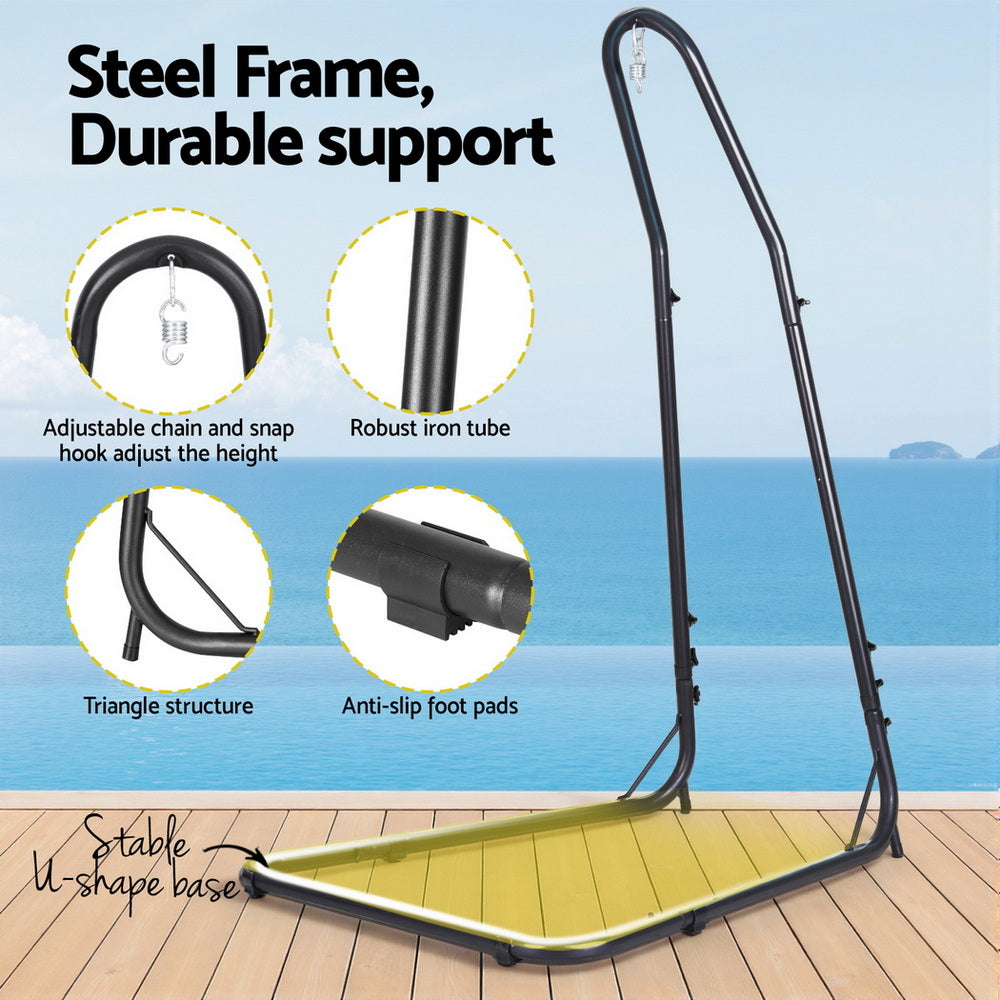 Boho White Fringe Macrame Chair with Stand
