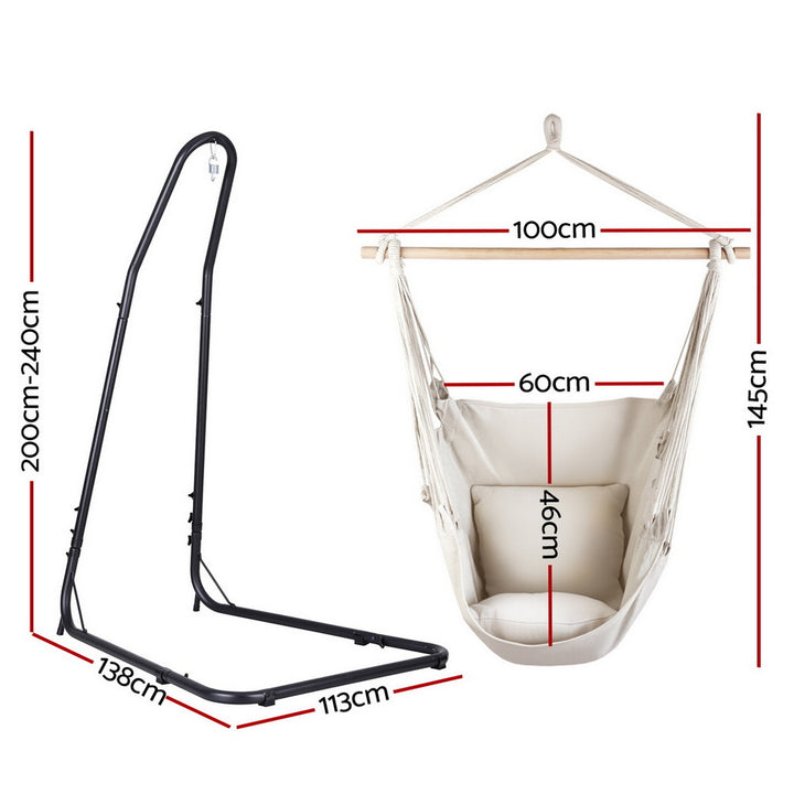 Beige Padded Hammock Chair with Stand