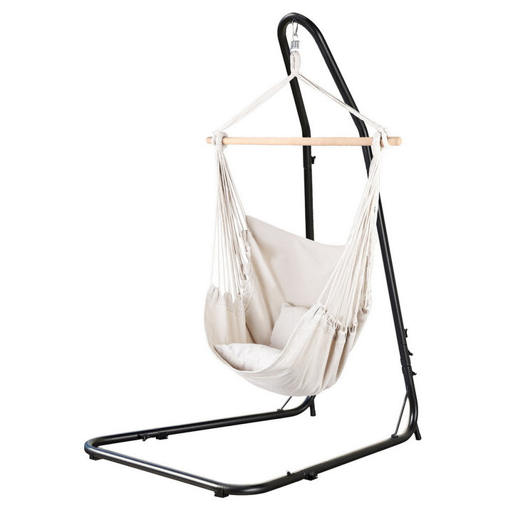 Beige Padded Hammock Chair with Stand