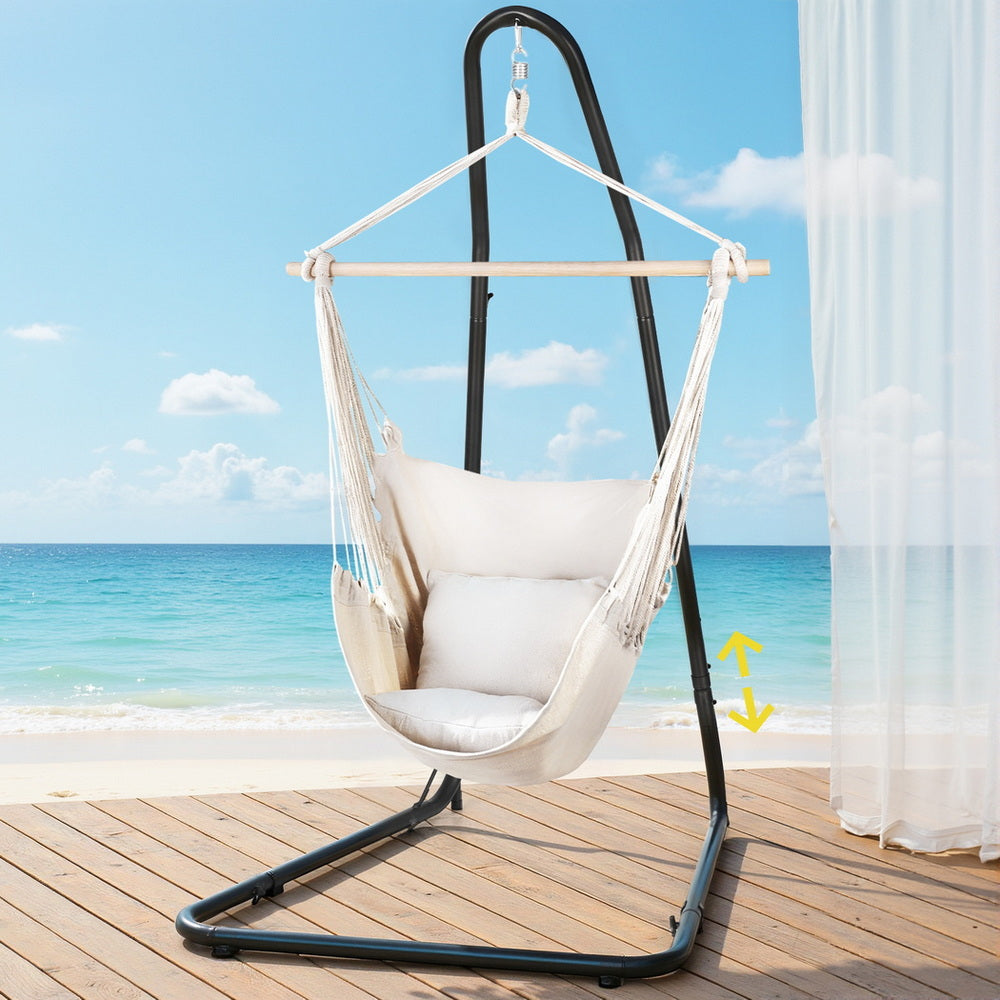 Beige Padded Hammock Chair with Stand