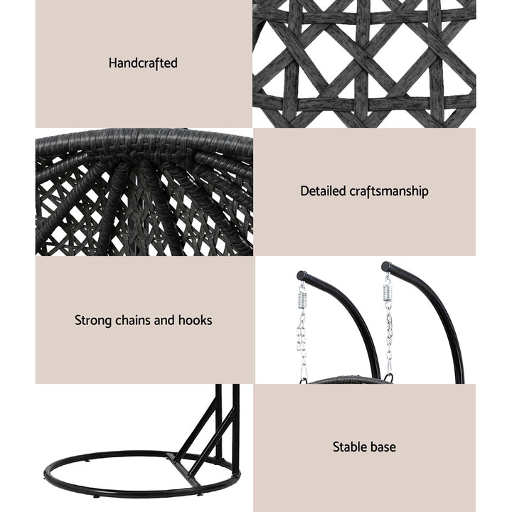 Outdoor Double Hanging Swing Chair - Black