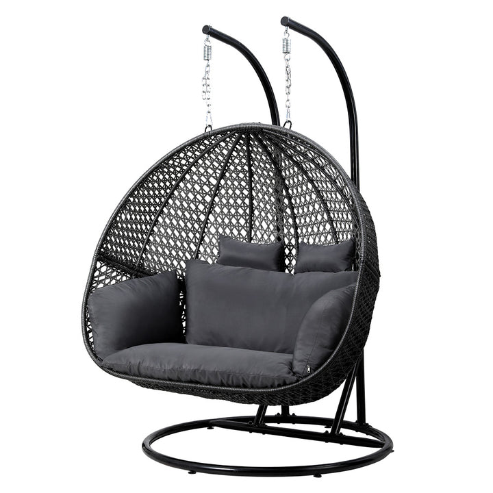 Outdoor Double Hanging Swing Chair - Black