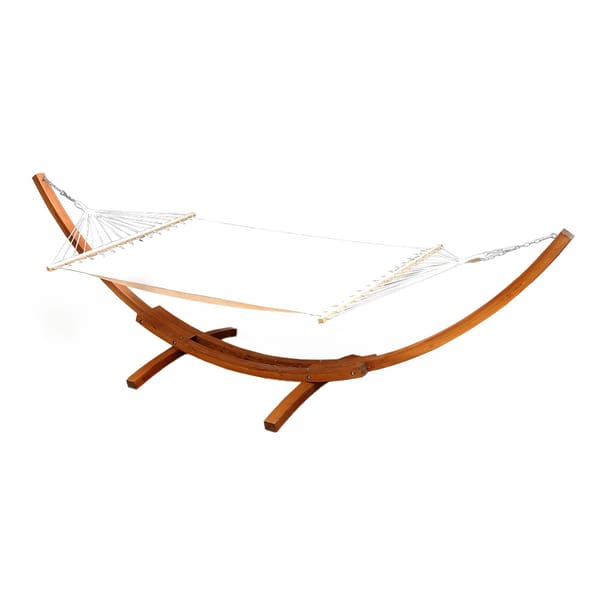 Siesta Double Hammock with Spreader Bar and Wooden Hammock Stand
