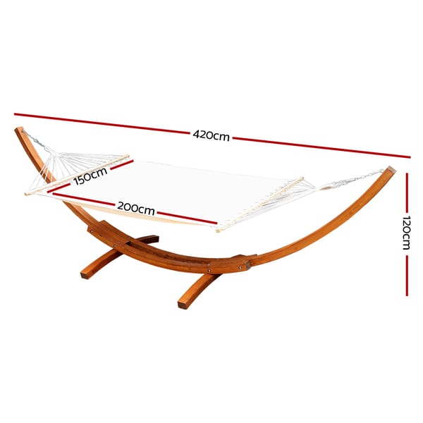 Siesta Double Hammock with Spreader Bar and Wooden Hammock Stand