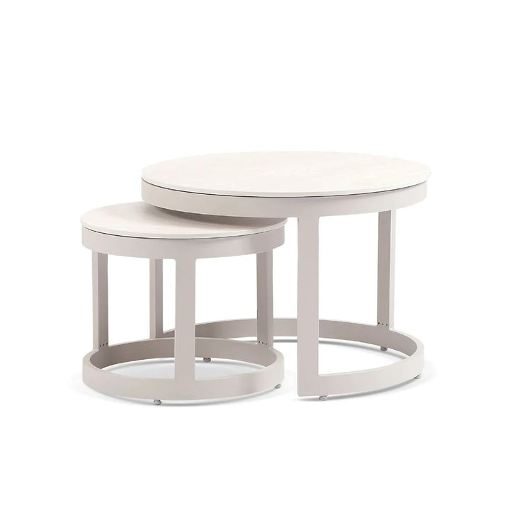 Shoal Bay Outdoor Round Ceramic and Aluminium Coffee Table Set