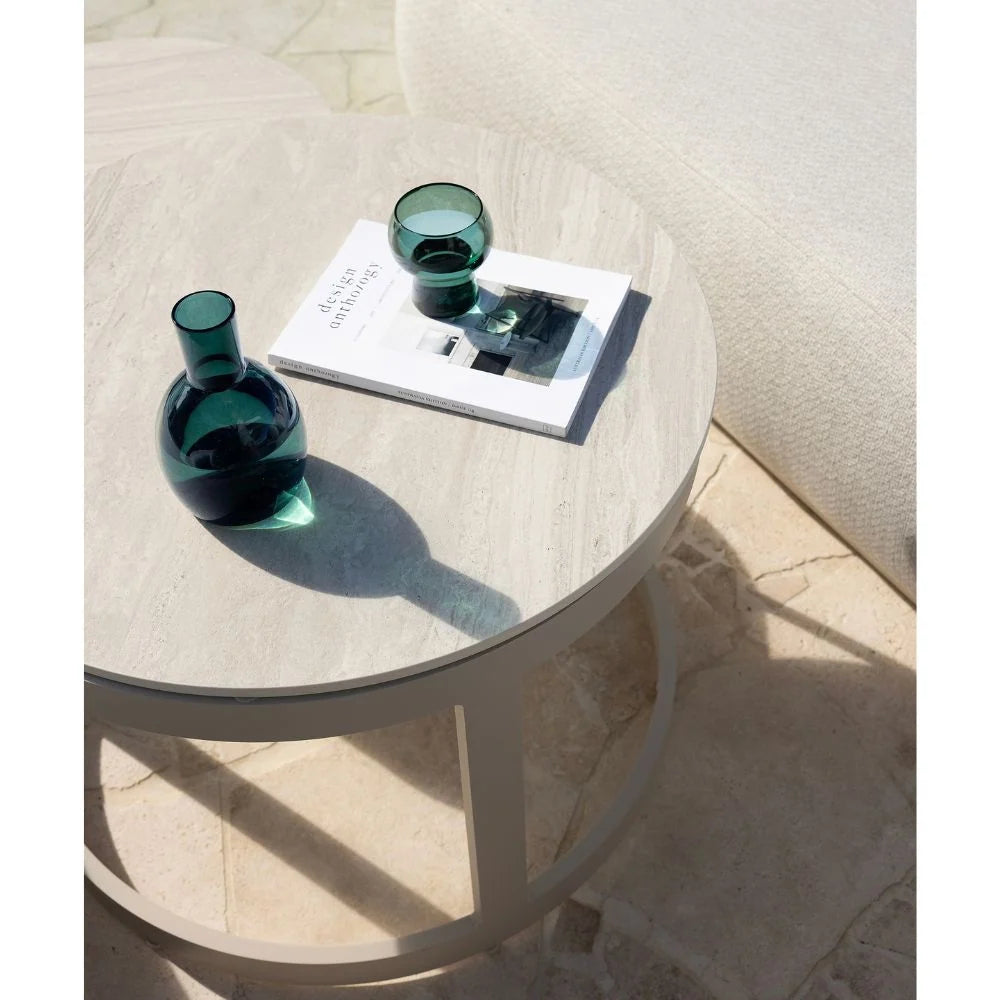 Shoal Bay Outdoor Round Ceramic and Aluminium Coffee Table Set