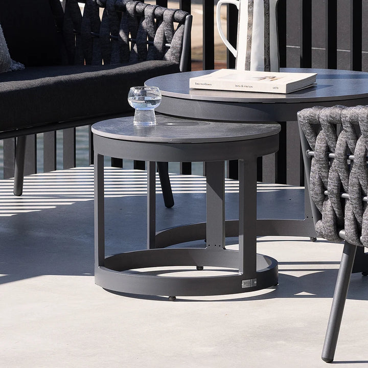 Shoal Bay Outdoor Round Ceramic and Aluminium Side Table