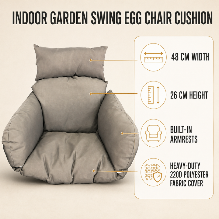 Indoor Garden Swing Egg Chair Cushion with Armrest