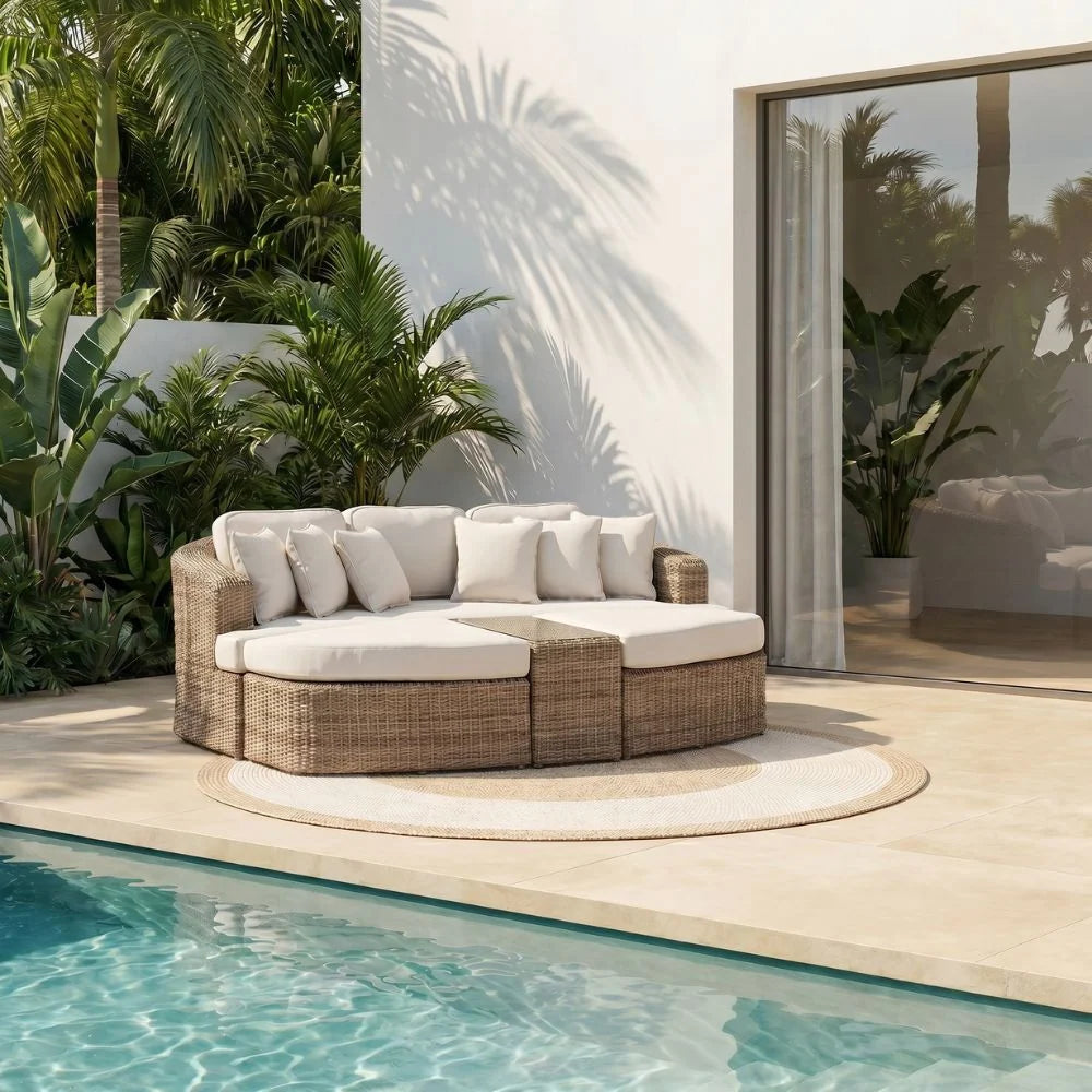 Anna Bay Modular Outdoor Daybed – 4 Piece Wicker Set