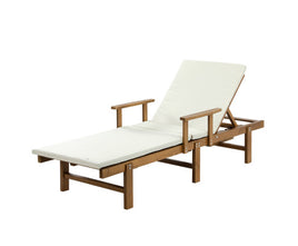 Outdoor Patio Sun Lounger with Day Bed & Umbrella - Wooden Furniture on Wheels