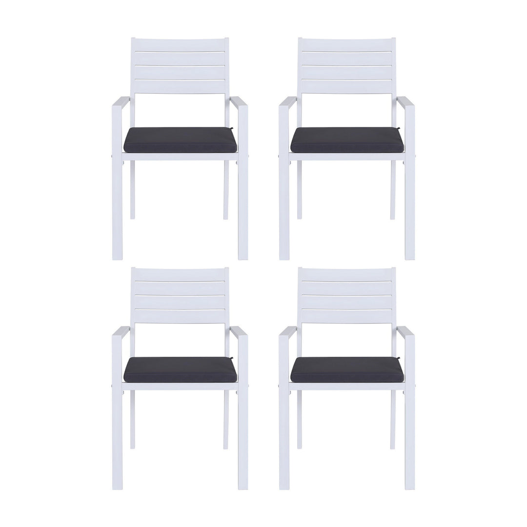 Gardeon 4PC Outdoor Dining Chairs Stackable Aluminum Lounge Chair Patio Furniture
