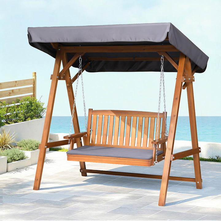 Gardeon Swing Chair Wooden Garden Bench Canopy 2 Seater Outdoor Furniture