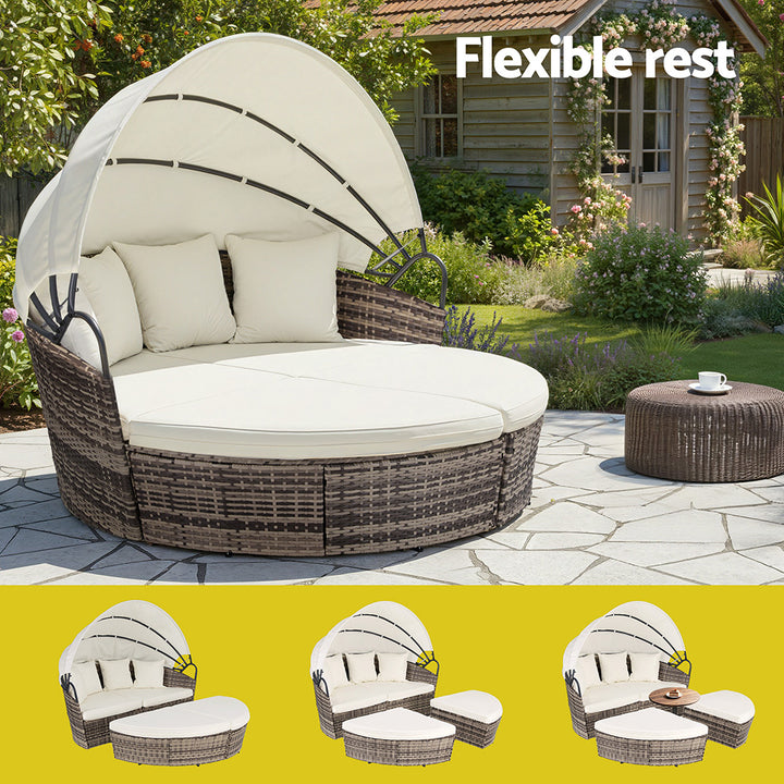 Premium Rattan Day Bed | Stylish Patio Lounge Set
