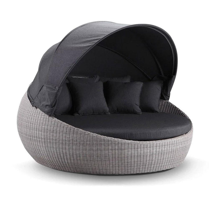 Stockton Large Outdoor Round Wicker Daybed with Canopy