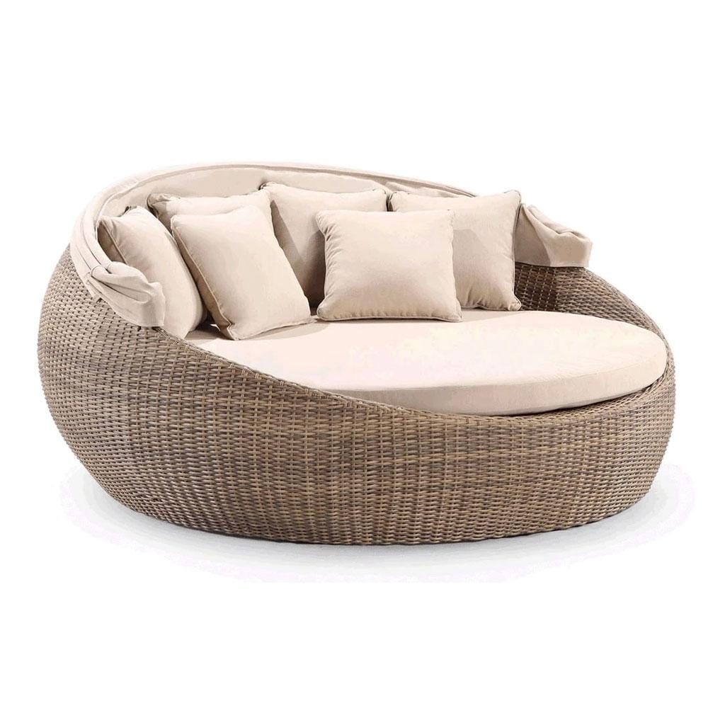 Stockton Large Outdoor Round Wicker Daybed with Canopy