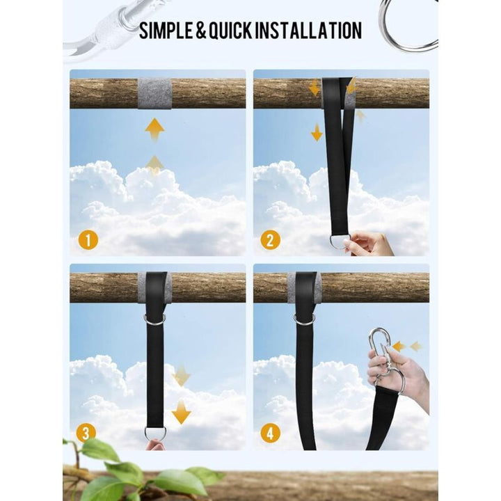 158 Extra Long Hammock Tree Straps With 2 Safety Locking Carabiner Hooks And D-Rings