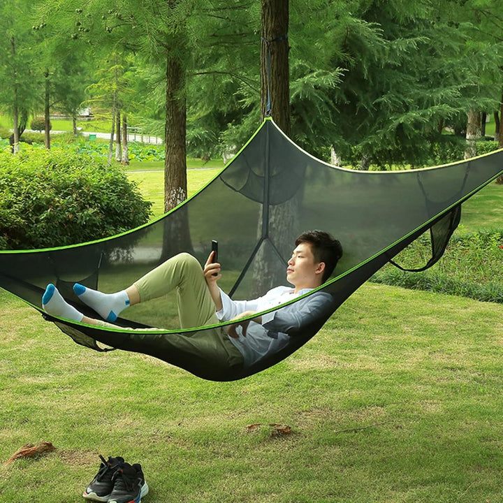 Portable triangular hammock for multiple people, outdoor camping aerial hammock, 3-point design for 2-3 people for travel, garden, camping, black, 400 x 400 x 400 cm