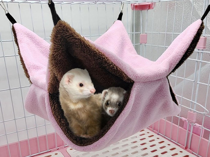 Hammock - 3 Pieces - Swing - Hamster Hammock - Rodent Cage - Rodent House - Rodent Hammock - Small Rodents - Hamster Toys - Mouse Toys - Hamster Bed - For Hamsters/Mice/Gerbils/Ferret/Guinea Pig - 34x34cm - Soft And Warm