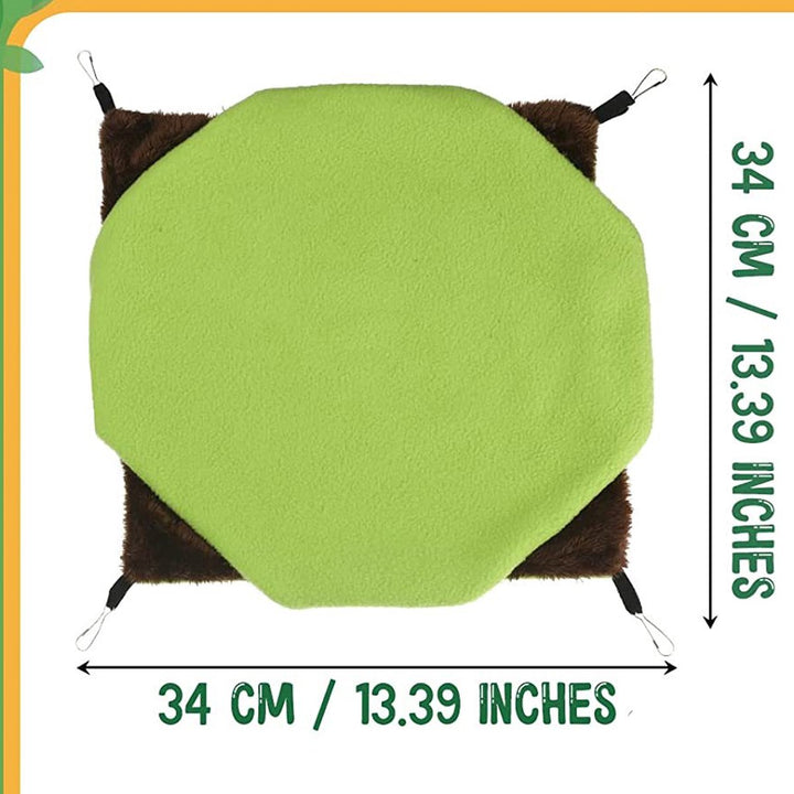 Hammock - 3 Pieces - Swing - Hamster Hammock - Rodent Cage - Rodent House - Rodent Hammock - Small Rodents - Hamster Toys - Mouse Toys - Hamster Bed - For Hamsters/Mice/Gerbils/Ferret/Guinea Pig - 34x34cm - Soft And Warm