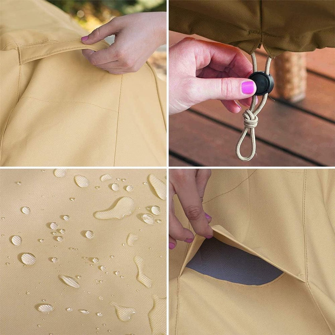 Garden Bench Cover - Protective Cover for 2-Seater Garden Bench - Bench Cover - Waterproof Garden Bench Cover - 210D Oxford - Windproof - Waterproof - Tear-Resistant - Beige - 147 x 83 x 79 cm