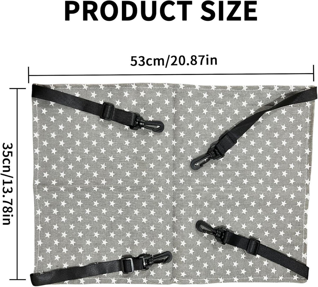 Cat Hammock - Hammock for cats - hanging pet bed - hammock for pets - with hooks - for Kittens, Puppies and Small Pets - Adjustable Straps - Pet Swing - cat bed - for cages and gardens - 53*35 cm - grey stars