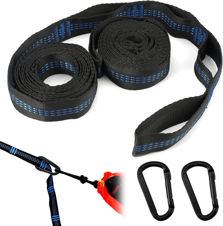 pieces - Hammock straps - 2m - Adjustable hammock straps - Swing suspension straps - tree swing straps - hanging chair hammock straps - hammock - straps - suspension accessories - with carabiner and a storage bag - for camping, garden, outdoors, travel -