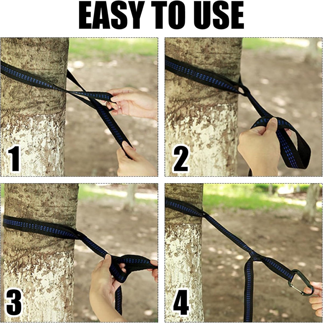 pieces - Hammock straps - 2m - Adjustable hammock straps - Swing suspension straps - tree swing straps - hanging chair hammock straps - hammock - straps - suspension accessories - with carabiner and a storage bag - for camping, garden, outdoors, travel -