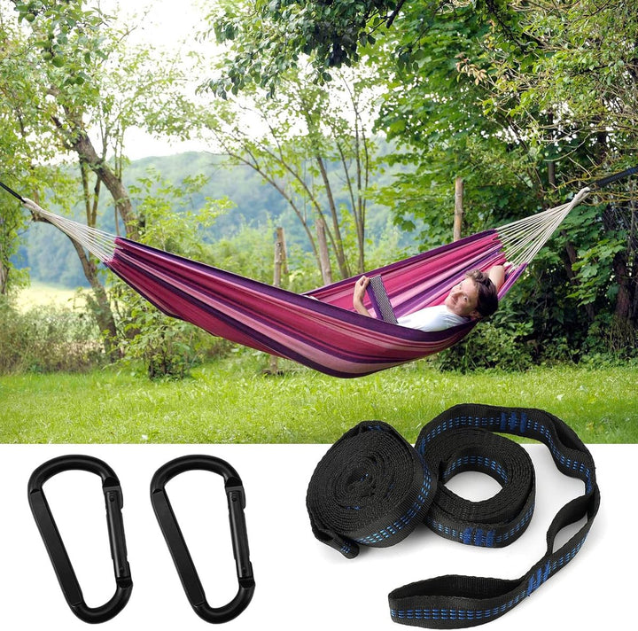 pieces - Hammock straps - 2m - Adjustable hammock straps - Swing suspension straps - tree swing straps - hanging chair hammock straps - hammock - straps - suspension accessories - with carabiner and a storage bag - for camping, garden, outdoors, travel -