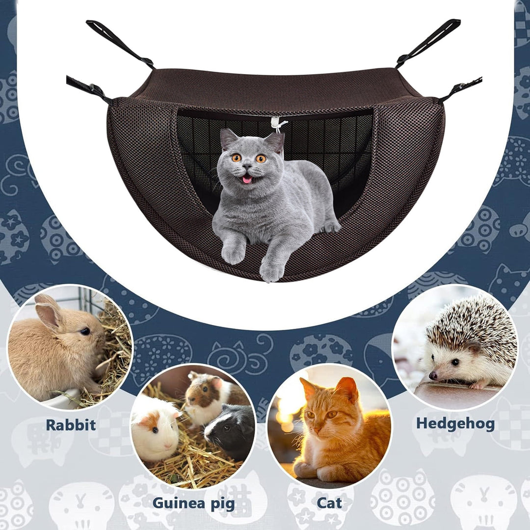 Brown Cat Cage Hammock, Hanging Soft Pet For Cats and Rabbits