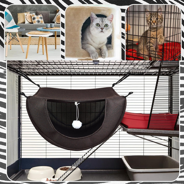 Brown Cat Cage Hammock, Hanging Soft Pet For Cats and Rabbits