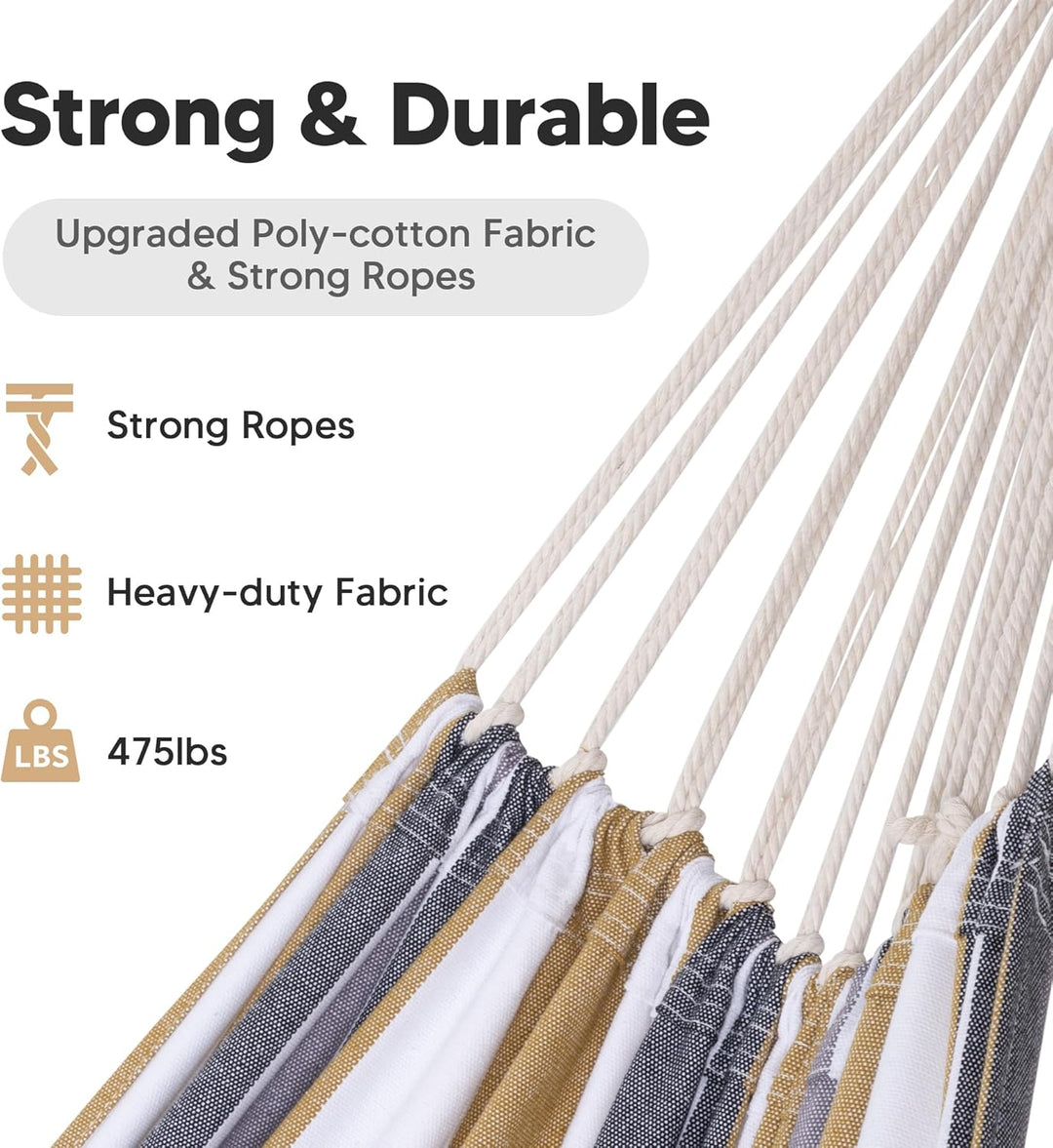 Large Hammock for Tree, Outdoor Tree Fabric Hammock Only, Coffee Stripes