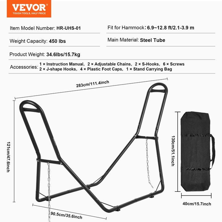 Steel Hammock Stand 450lbs Capacity Hammock Frame Fits 6.9-12.8ft Hammocks