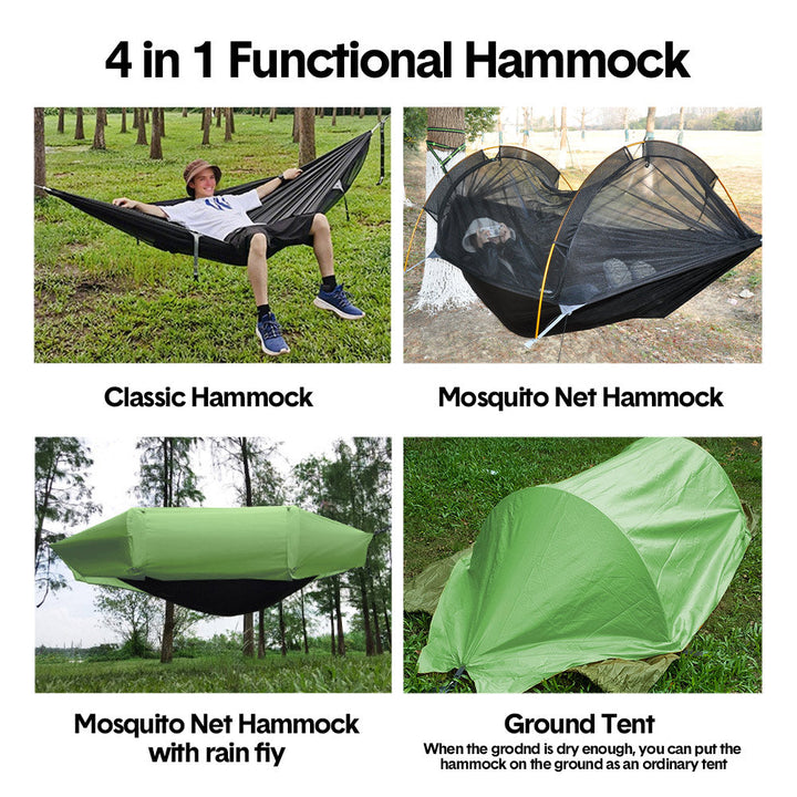 Hammock Tent Outdoor Double Portable Multi-Functional Waterproof Hammock Parachute Camping Hanging Bed 270x140cm with Anti Mosquito Net and Storage Bag