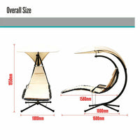 Beige Outdoor Lounge Hanging Swing Chair with Shade