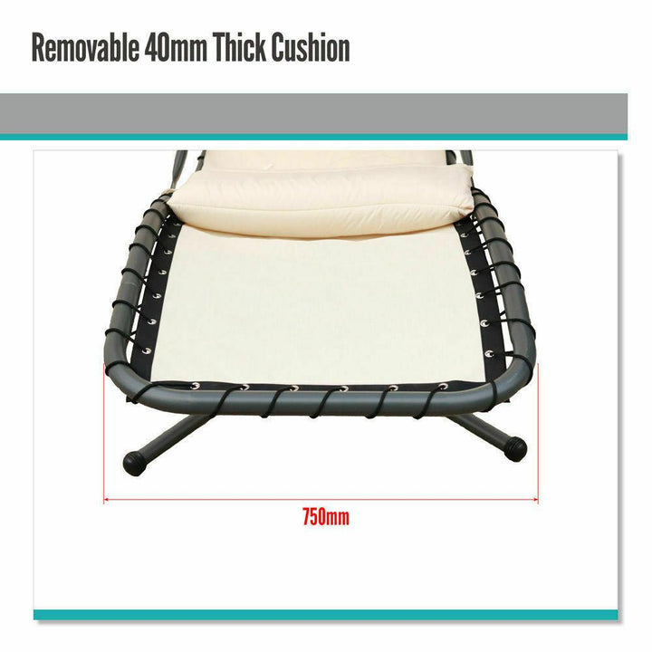 Beige Outdoor Lounge Hanging Swing Chair with Shade